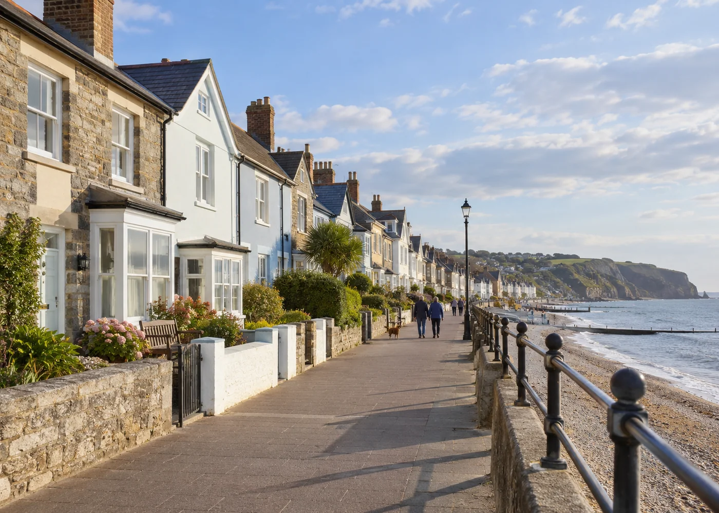 British seafront houses facing a promenade.